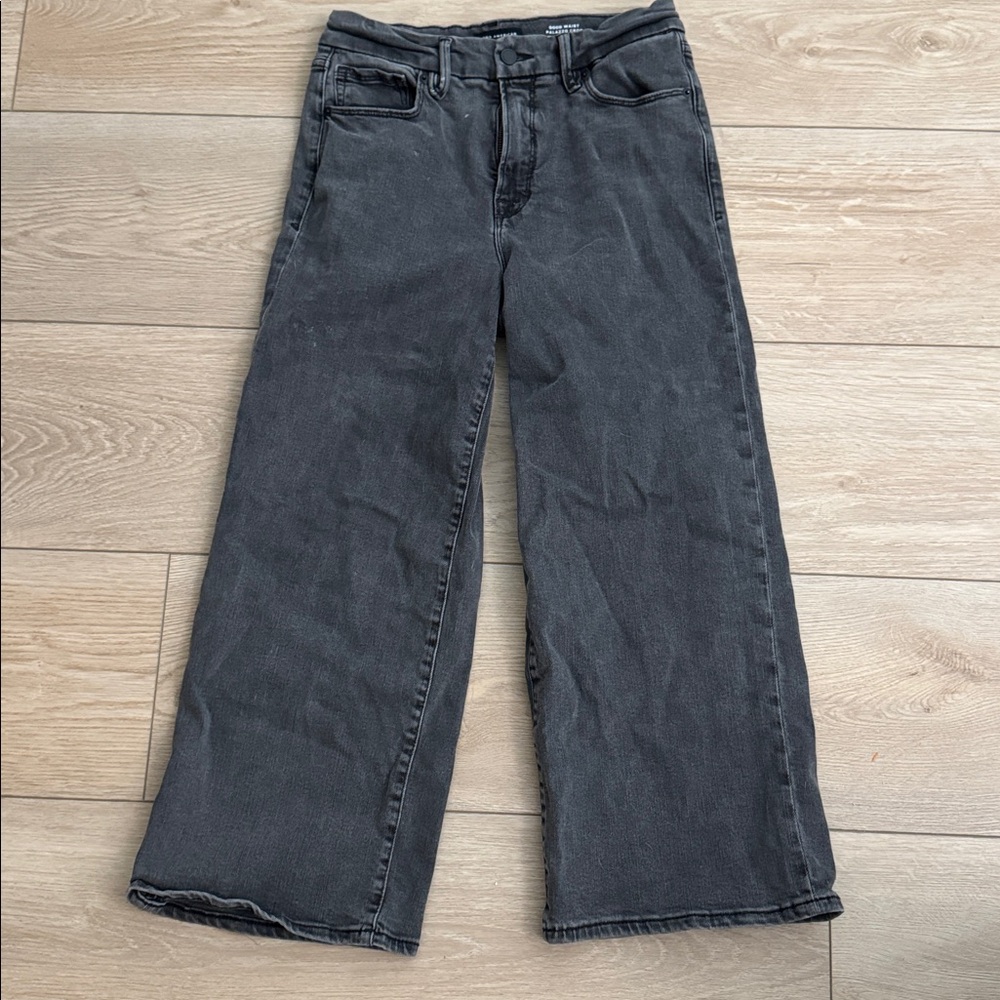 GOOD AMERICAN palazzo crop wide leg jeans